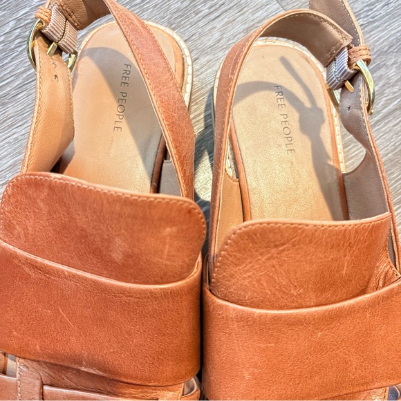 Free People Libby Fisher Brown Flats Leather Sandals Size 10 - Picture 3 of 9